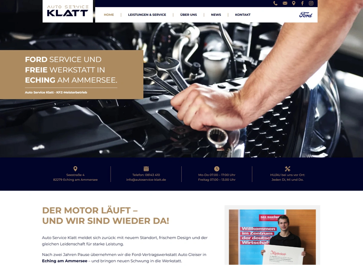 Webdesign-Referenz von AutoService Klatt in Eching am Ammersee
