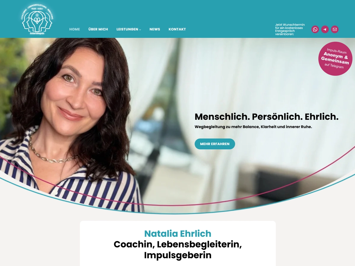 WordPress Referenz von SolarisImpuls Coaching und Lebensbegleitung