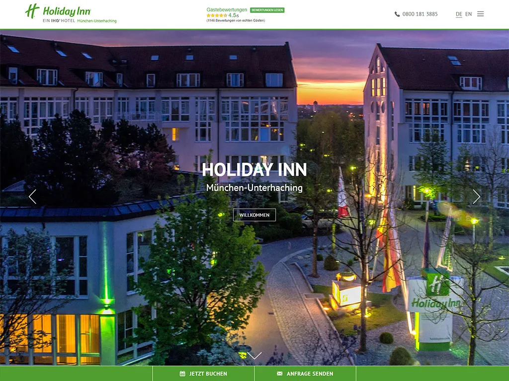 Webdesign-Referenz von Holiday Inn in München-Unterhaching