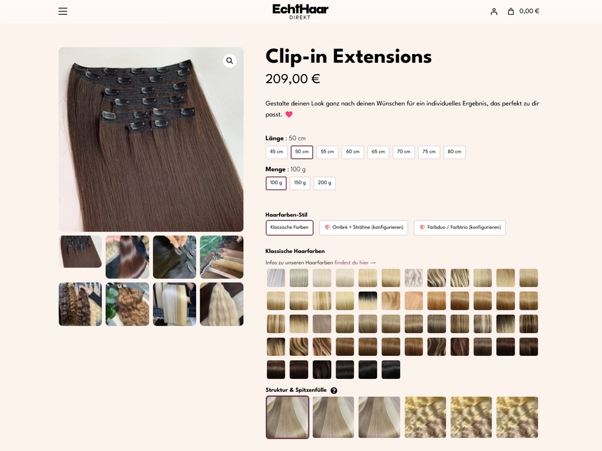 WooCommerce-Referenz von EchtHaar Direkt GbR